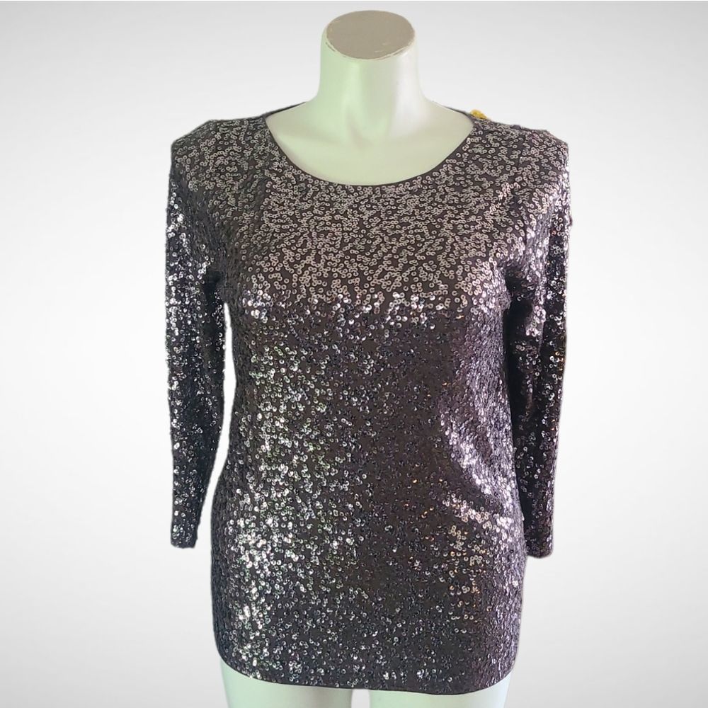 J. Crew Gray Sequin Fitted Blouse